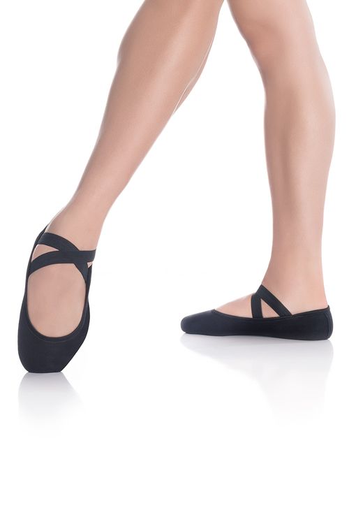 SD120VG - Preto - B - Sapatilha de Meia-Ponta em Stretch Vegana