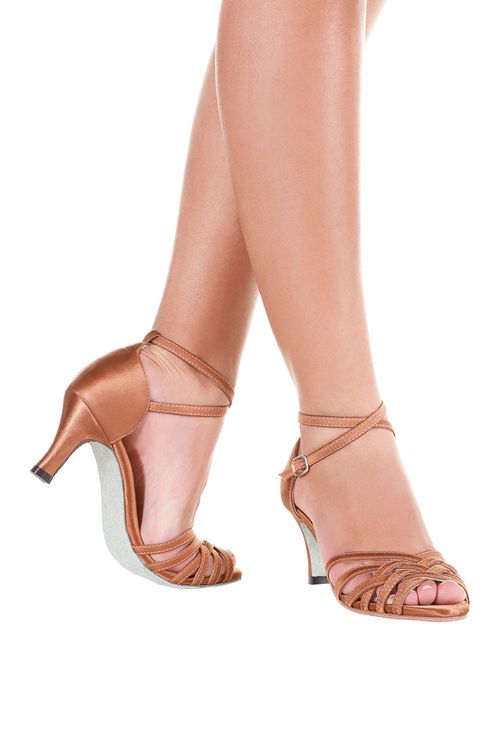BL68VG - Salto 7cm - Cetim Preto - Sandália de Dança de Salão Vegana - Sola Sintética