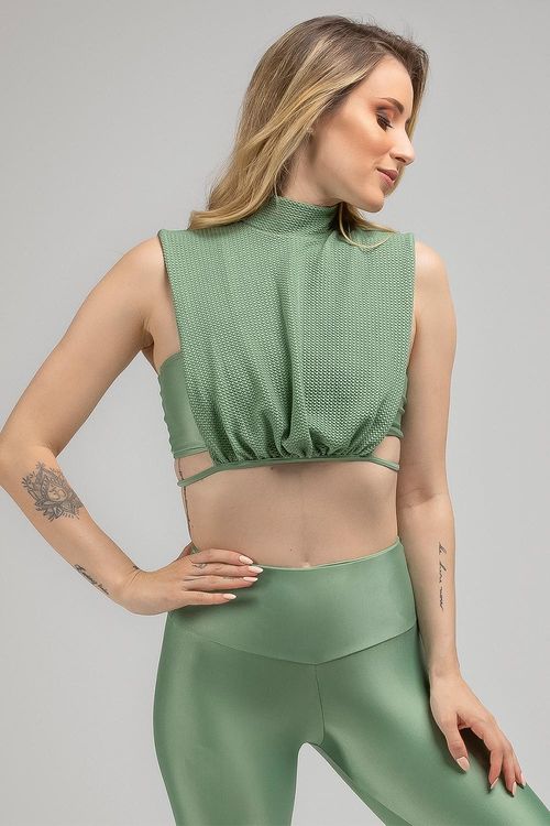 Cropped Top Faixa Verde Alecrim  Adulto - SD2016 (PROMOCIONAL)
