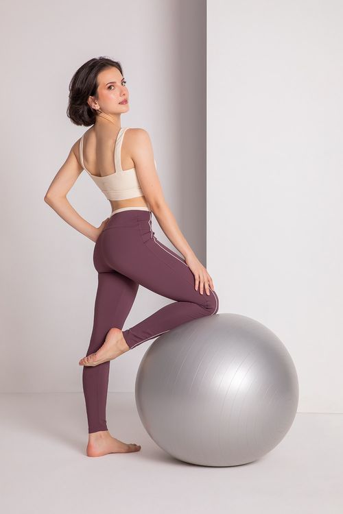 Calça Legging Feel - Ébano / Off White - SD2242 -  Adulto