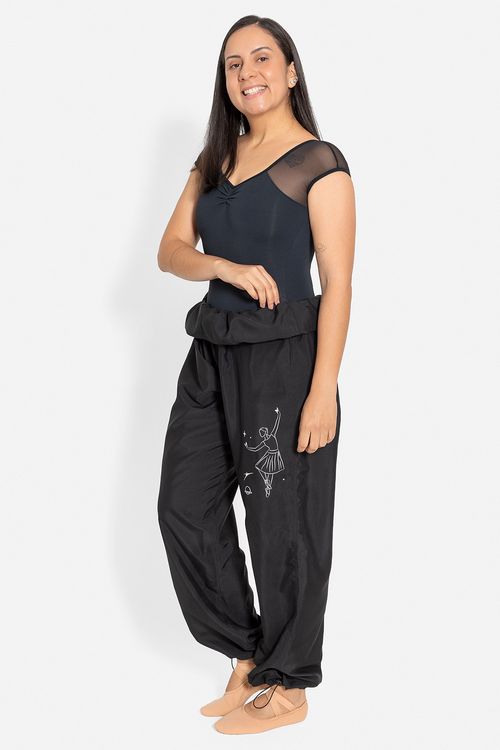 Calça de aquecimento Mundo Bailarinístico - Preto  - MB47 Adulto