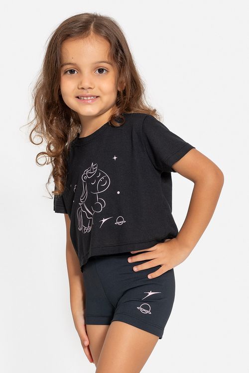 Cropped Mundo Bailarinístico - Preto  - MB56 1901 Infantil