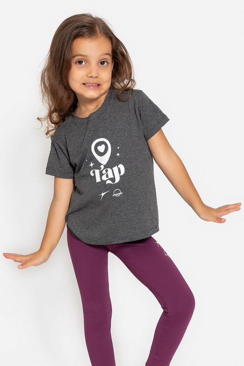 Camiseta Mundo Bailarinístico - Mescla Preto - MB60 1911 Infantil