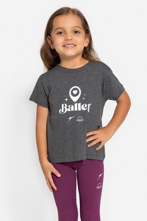 Camiseta Mundo Bailarinístico - Mescla Preto - MB60 1909 Infantil