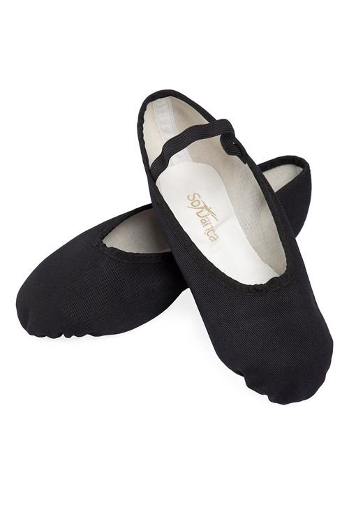 F23 - Preta - Sapatilha de Meia-Ponta Sola Dividida em Lona