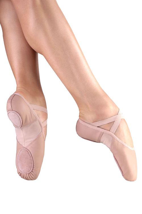 F43 - Rosa - C - Sapatilha Meia-Ponta de Couro e Stretch