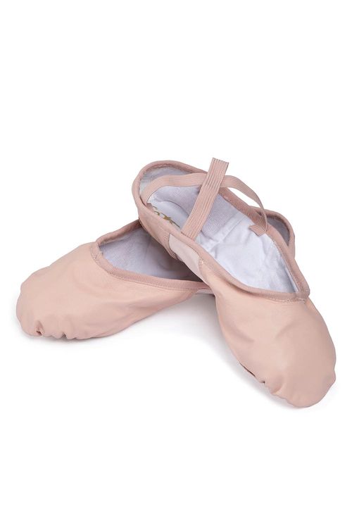 F43 - Rosa - C - Sapatilha Meia-Ponta de Couro e Stretch